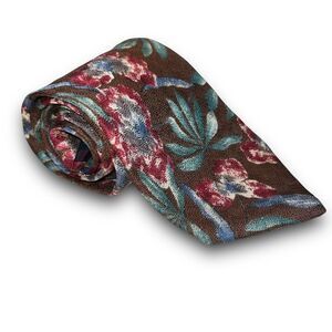 Polo Ralph Lauren Burgundy Floral Geometric Vintage Print 100% Silk 58x3.25 Tie‎